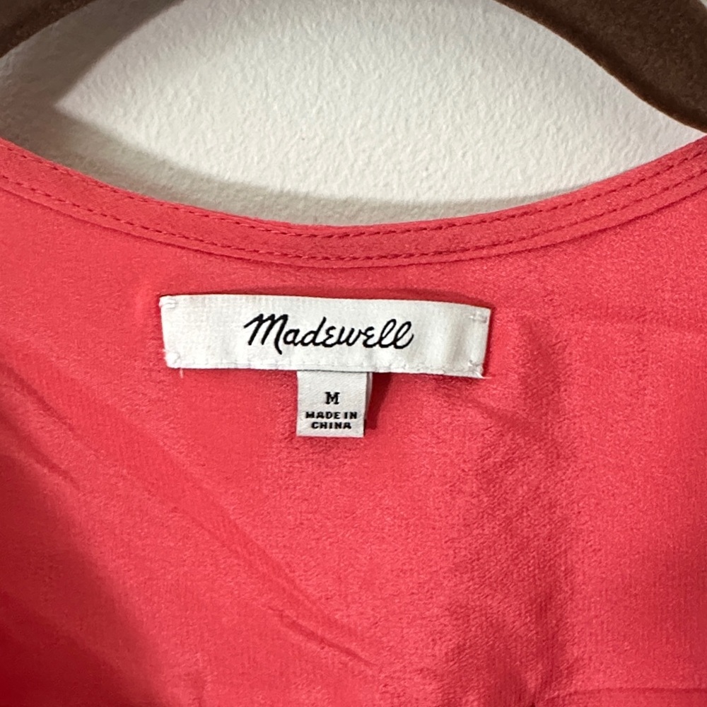 Madewell Salmon Silk Wrap Blouse - Picture 2 of 6